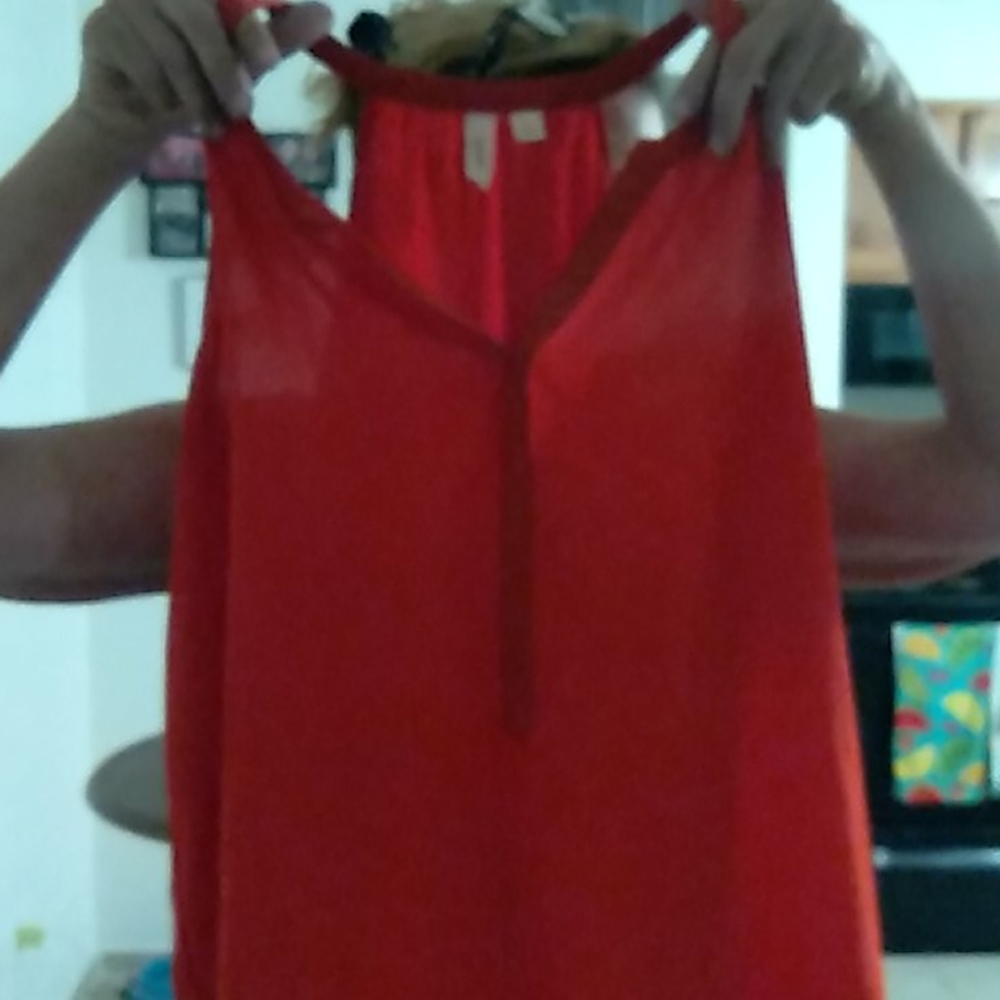 Red Fancy Tank Top Blouse